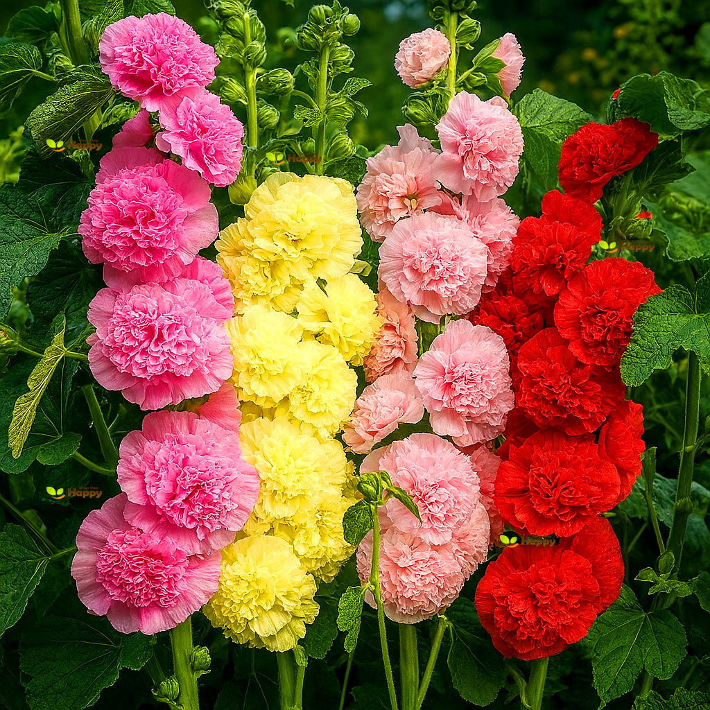 Hollyhock Chaters Double Triumph Mix - 100 seeds (Althaea Rosea)