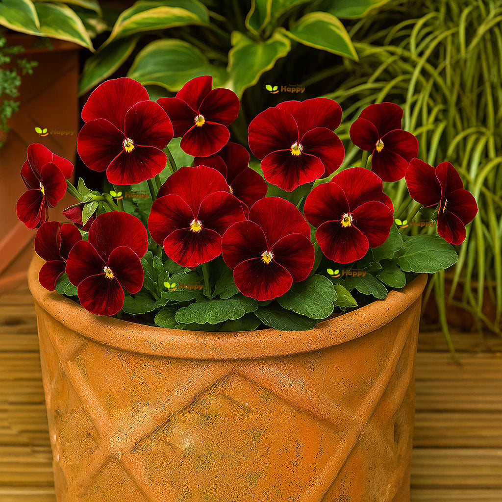 Horned Pansy 'Arkwright Ruby' - 200 seeds (Viola cornuta)